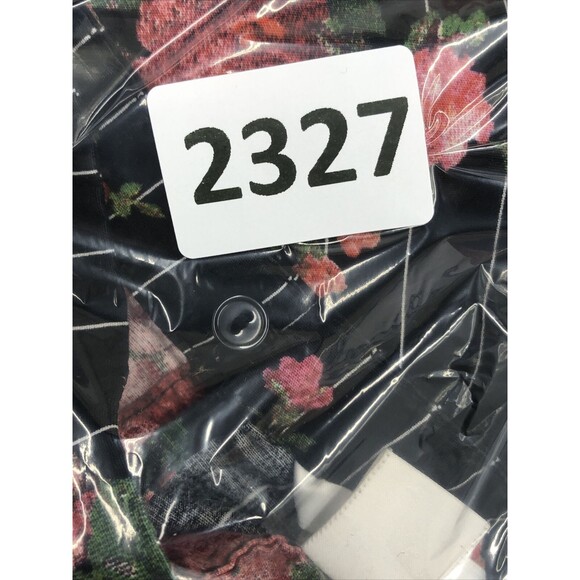 H&M Women’s Blouse Size 2 Black Floral Ruffle Mock Neck Keyhole Closure - Picture 14 of 14